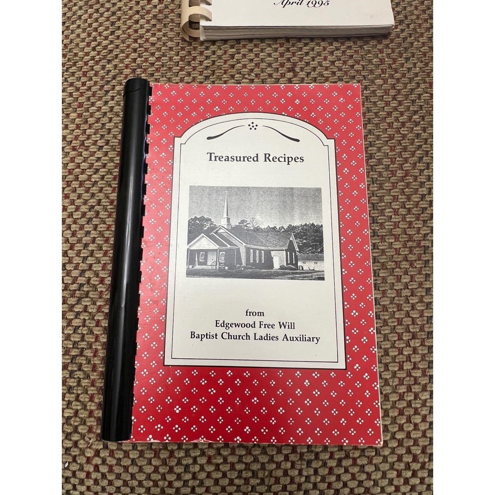 Vintage 1995 Treasured Recipes Edgewood Free Will Baptist Church Cookbook Spiral